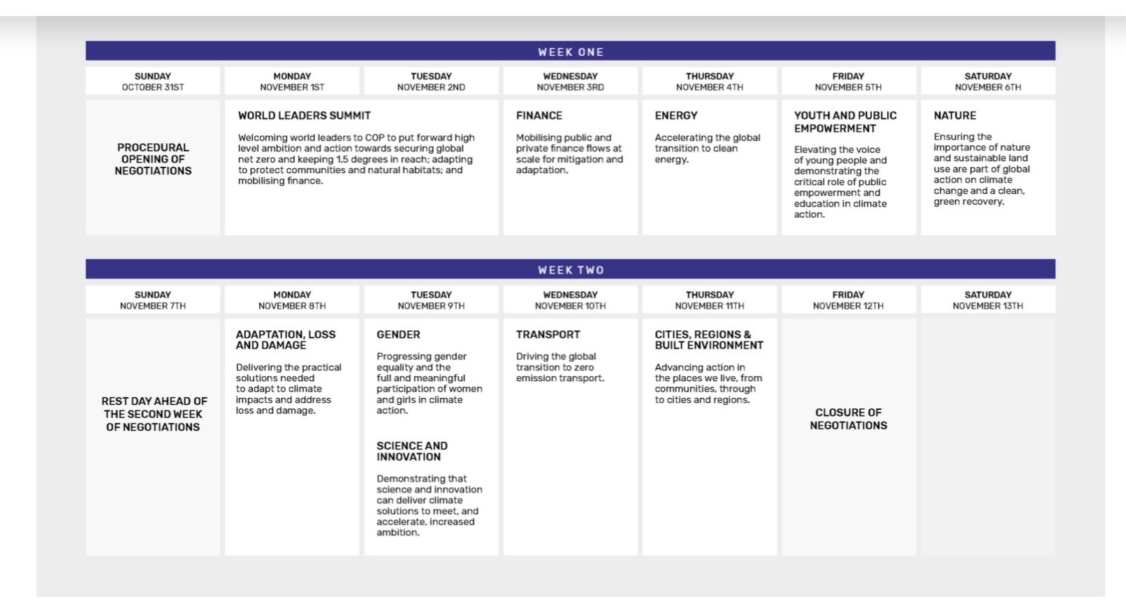 COP26 Programme